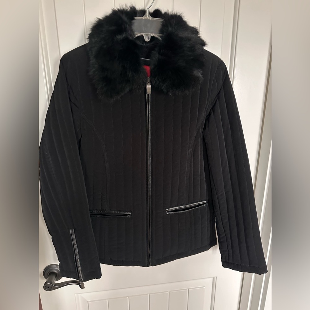 Genuine rabbit fur collar on this beautiful jacket